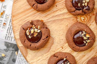 Chocolate Hazelnut Thumbprint Cookies